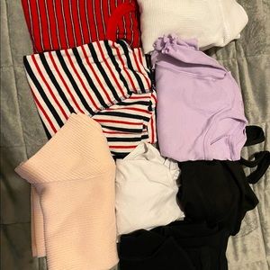 lululemon, aritzia, blue notes, garage, zumiez, pink, american eagle, hollister